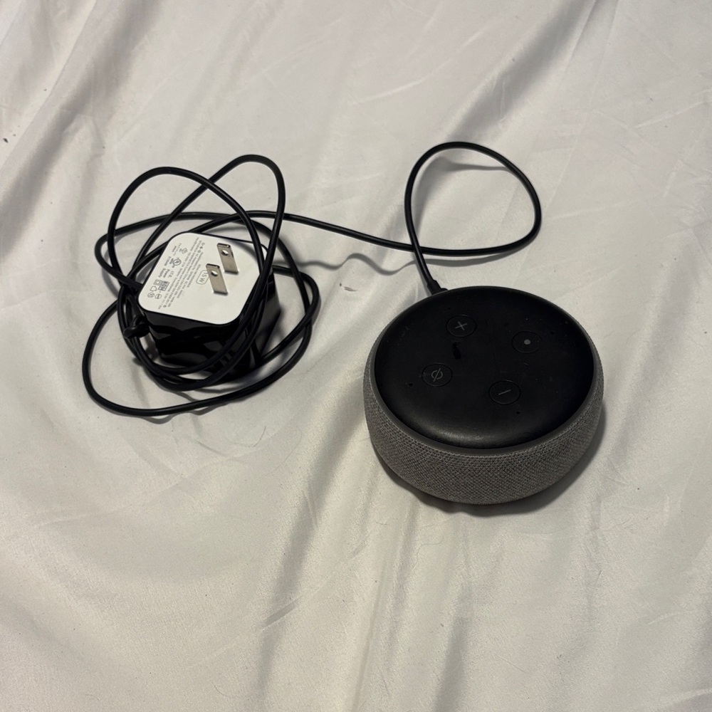 Compact Smart Speaker with Voice Control - Black and Gray